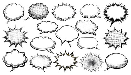 Collection of comic book speech bubbles