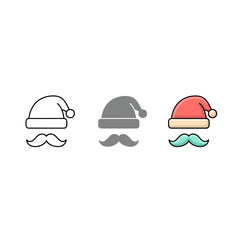 Fototapeta premium Vector illustration of christmas sublimation vector art of three santa hat and mustache icon variations