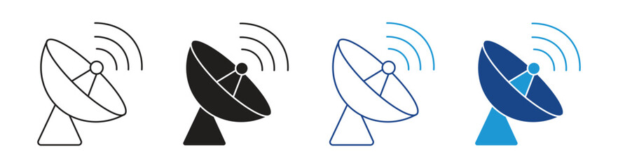 Satellite dish icon collection isolated on white background , vector Illustration.