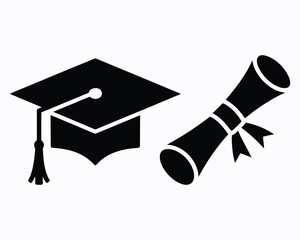 Graduation Celebration Icon with Mortarboard Hat and Diploma Symbolizing Academic Achievement, Education Success, and the Accomplishment of Graduation Milestones in Style