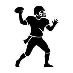 Minimalist Flat Vector Silhouette of Football Player Throwing Ball
