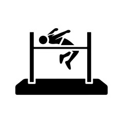 Minimalist Flat Vector Icon of High Jumper in Black Silhouette