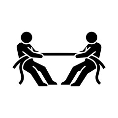 Black Silhouette Tug-of-War Competition Minimalist Flat Vector Icon