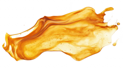 A splash of golden liquid paint cascading across a white background. an artistic flow. ideal for creative projects. advertisements. or design elements