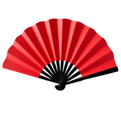 Red and Black hand Fan isolated on transparent background