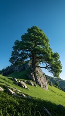 Solitary Tree on Rolling Hills