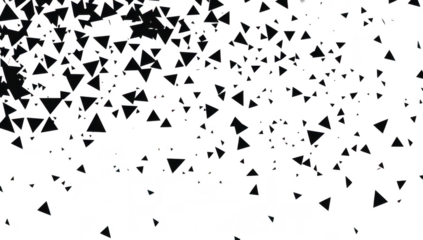 Abstract composition of scattered black triangles on a white background. creating a dynamic visual effect. suitable for modern design projects and artistic presentations