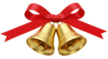 Elegant Christmas Bells Ornament with Satin Ribbon