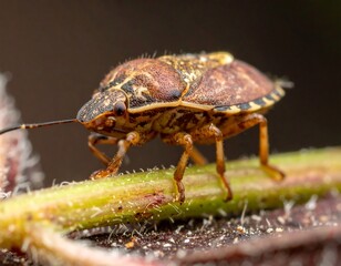 Close-up of a brown insect on a stem