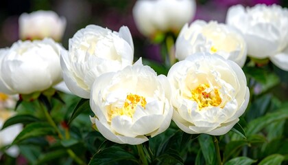 Close-up of white peonies in bloom