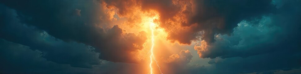 A single, bright light beam pierces through dark storm clouds, symbolizing hope and divine intervention; a powerful image of faith and redemption ,  religious,  hope