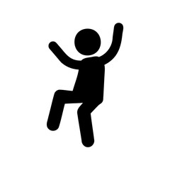 Silhouette of a person jumping and celebrating, a stick figure enjoying success