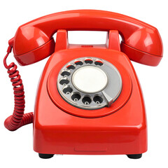 Old-Fashioned Red Telephone Handset, Transparent Background PNG