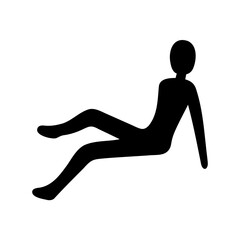 Silhouette of relaxed person lying down with legs raised on white background