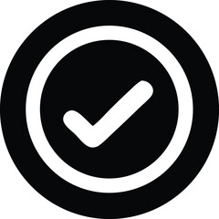 Circular checkmark icon symbol representing success approval confirmation and completion of tasks or goals
