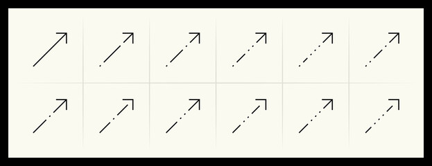 Arrow top right direction icon set. Interface arrows, direction, navigate, top right, up, upward and more.