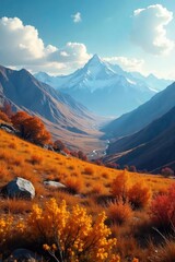 A smooth, sweeping camera pan across a vast, dramatic landscape The speed of the pan creates a sense of movement and scale, ideal for travel or adventure projects , expansive, movement