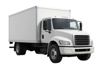 White cargo delivery truck on a white background.