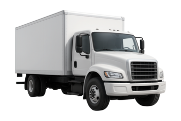 White cargo delivery truck on a white background.