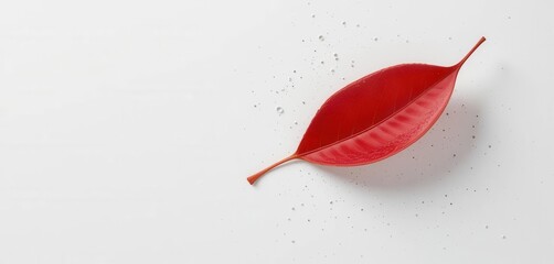 Tilted Leaf  Red on White, Asymmetrical Balance   Modern Graphic