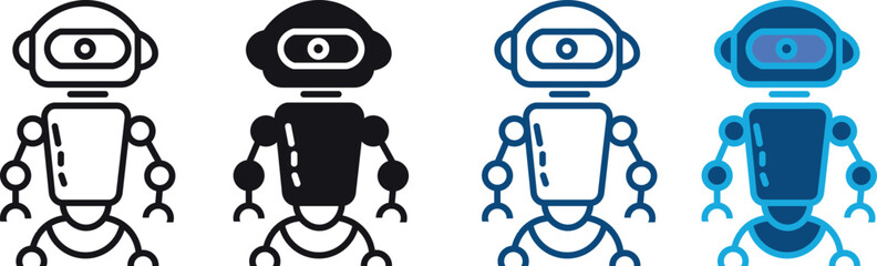 Fototapeta premium Robot outline icon set. Robot icon symbol vector illustration isolated on white background , vector illustration.