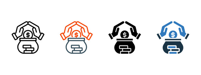 Money Saving multiple icon style vector illustration