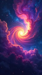 A swirling nebula in vibrant cosmic colors, representing the vastness and mystery of the universe, perfect for spiritual and meditation themes , galaxy, spirituality