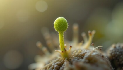 Tiny but strong Green Bloom  High Detail View of Small Plant Starting Life with all it has to give and become