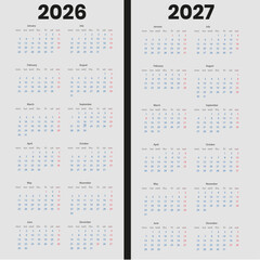 Celendar Design 2026 and 2027