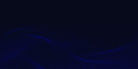 Abstract glowing wave lines on dark blue background. Dynamic wave pattern. Modern flowing wavy lines. Futuristic technology concept. Suit for banner, poster, cover, brochure, flyer, website