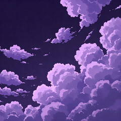 Fototapeta premium Beautiful purple clouds in a dark night sky, anime style background.