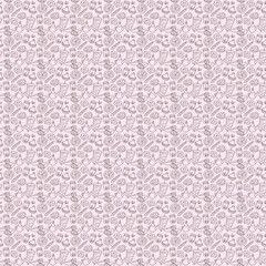 Floral seamless pattern with berries, clover, leaves, bellflowers on red background. Perfect for wallpaper, wrapping paper, fabric, spring and summer holidays. Hand drawn vector illustration