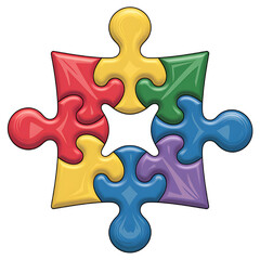 Obraz premium Celebrating neurodiversity with colorful puzzle pieces representing unity and inclusion isolated