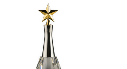 3d golden star trophy award isolated on transparent background
