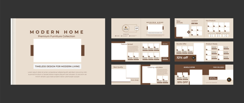 company furniture product catalogue template.  Creative architecture portfolio or furniture catalogue template