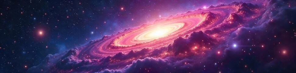 Stunning nebula in deep space, vibrant colors and cosmic dust swirling around distant stars A breathtaking view of the universe's grandeur , Milky Way, light years
