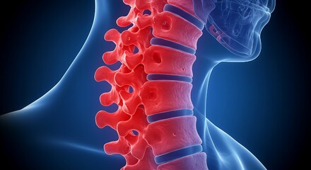 "Cervical Spine Anatomy: Detailed 3D Illustration of Neck Vertebrae"