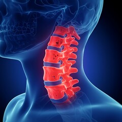 "Cervical Spine Anatomy: Detailed 3D Illustration of Neck Vertebrae"