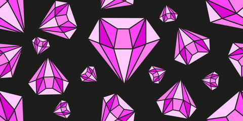 Pink Diamond Crystal seamless pattern. Vector illustration of pink glamour Diamond seamless background. Perfect luxury wrapping paper diamond wallpaper template design. EPS 10 Editable