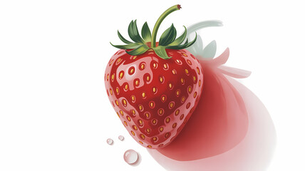 Close-up of a single fresh red strawberry in a white background