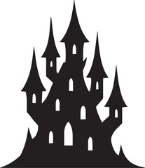 Gothic Castle Silhouette with Pointed Towers