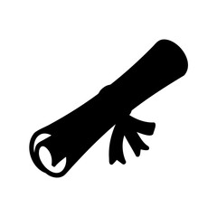 Silhouette of a diploma tied with a ribbon on a white background