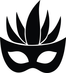 Obraz premium Elegant black masquerade mask icon silhouette decorative feathers celebratory party festive accessory symbol