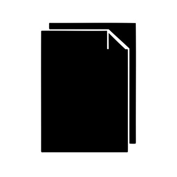 Paper document icon in black with a folded corner, simple design