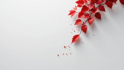 Single Falling Leaf  Flat Color Simplicity in Deep Red   High Resolution Art