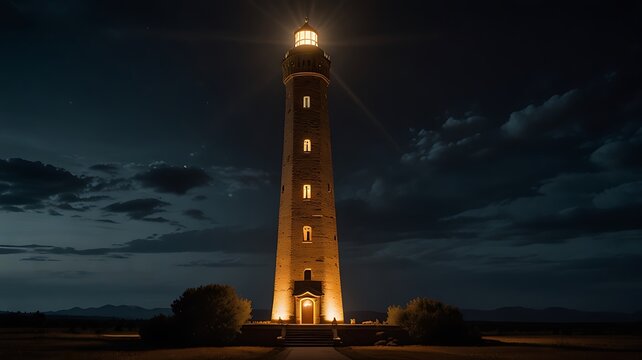 Majestic Light Tower Rising in a Vast Arid Landscape