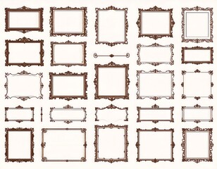 Collection of decorative picture frames.  Ornate designs
