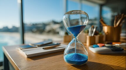 Hourglass time management concept