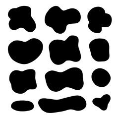 Organic blob, blot. Random blob organic geometric round pattern isolated on white background. abstract organic shape collection.
