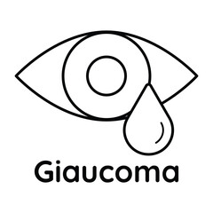 Glaucoma, eye, vision, health, diagnosis, medical, optical, pressure, awareness, science, education, icon vector illustration outline clean.